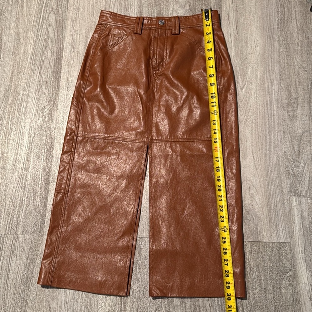 A.L.C. Brown Vegan Leather Midi Skirt - Picture 3 of 16